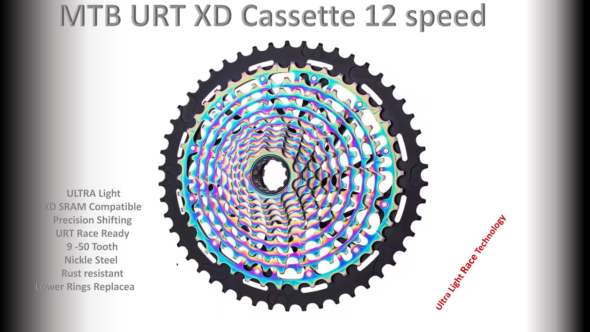 12S 9-50t Cassette Cluster Oil Slick URT (Ultralight Race Technology) - XD