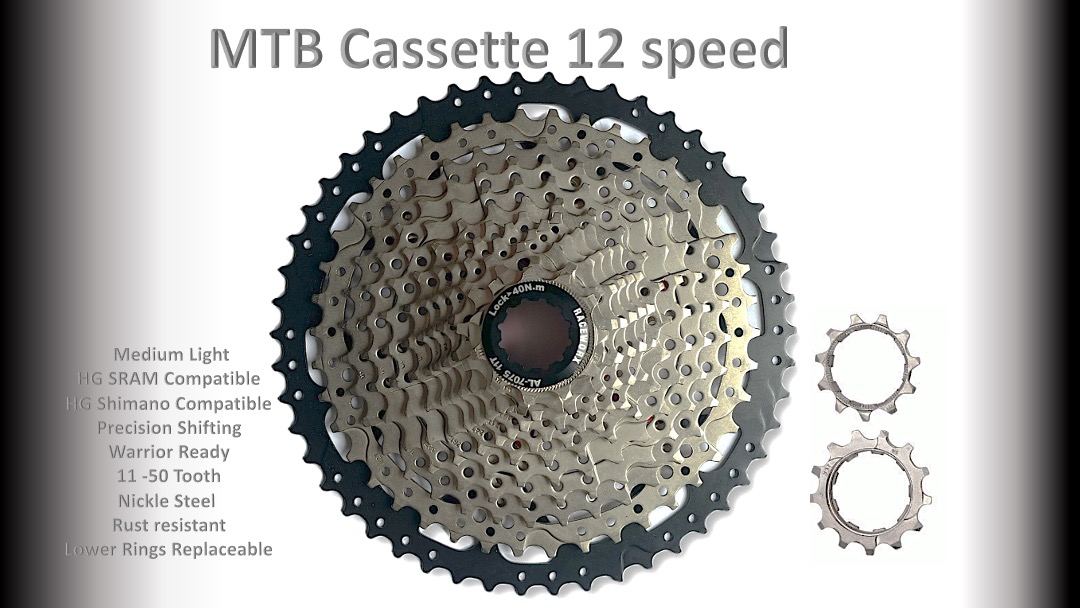 12s 11-50t Cassette Clusters Silver - HG - (For Recreational Use)