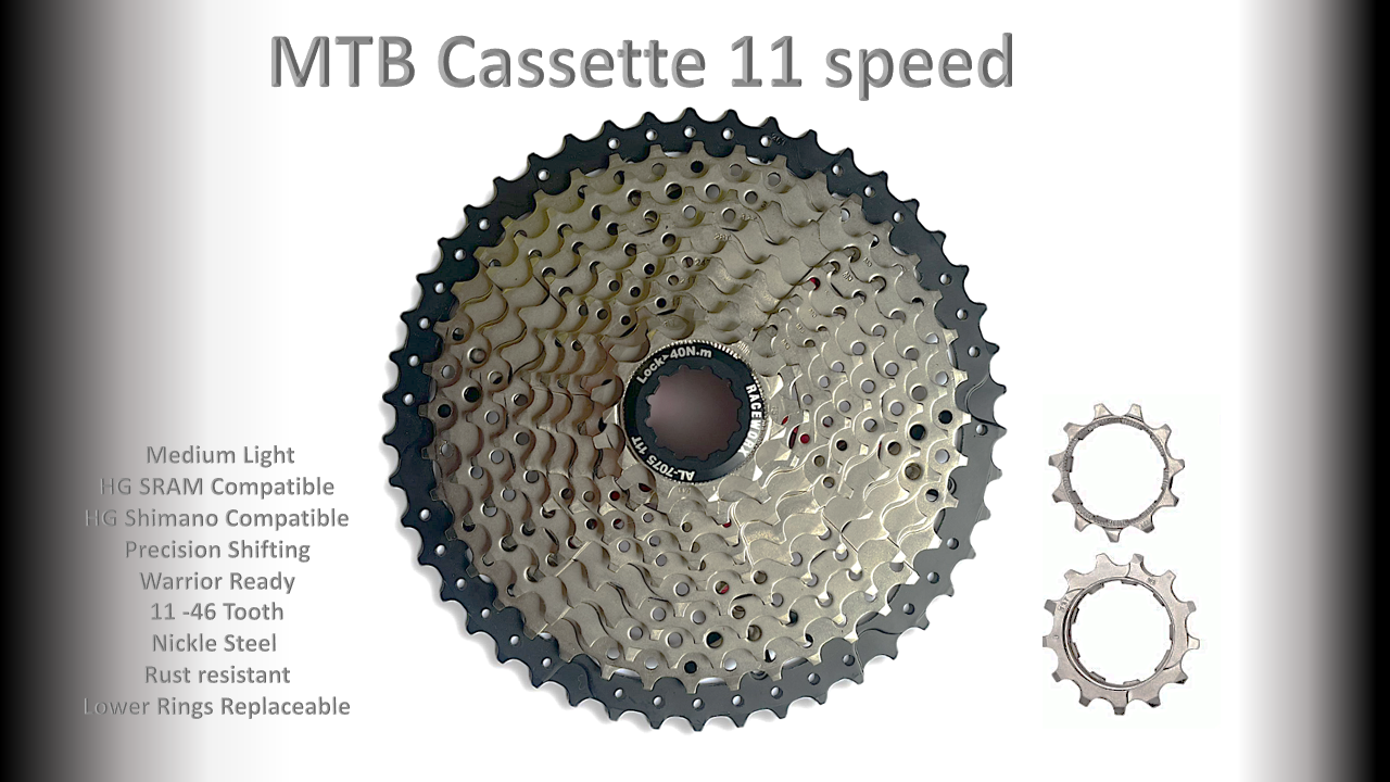 11s 11-46t Cassette Clusters Silver - HG - (For Recreational Use)