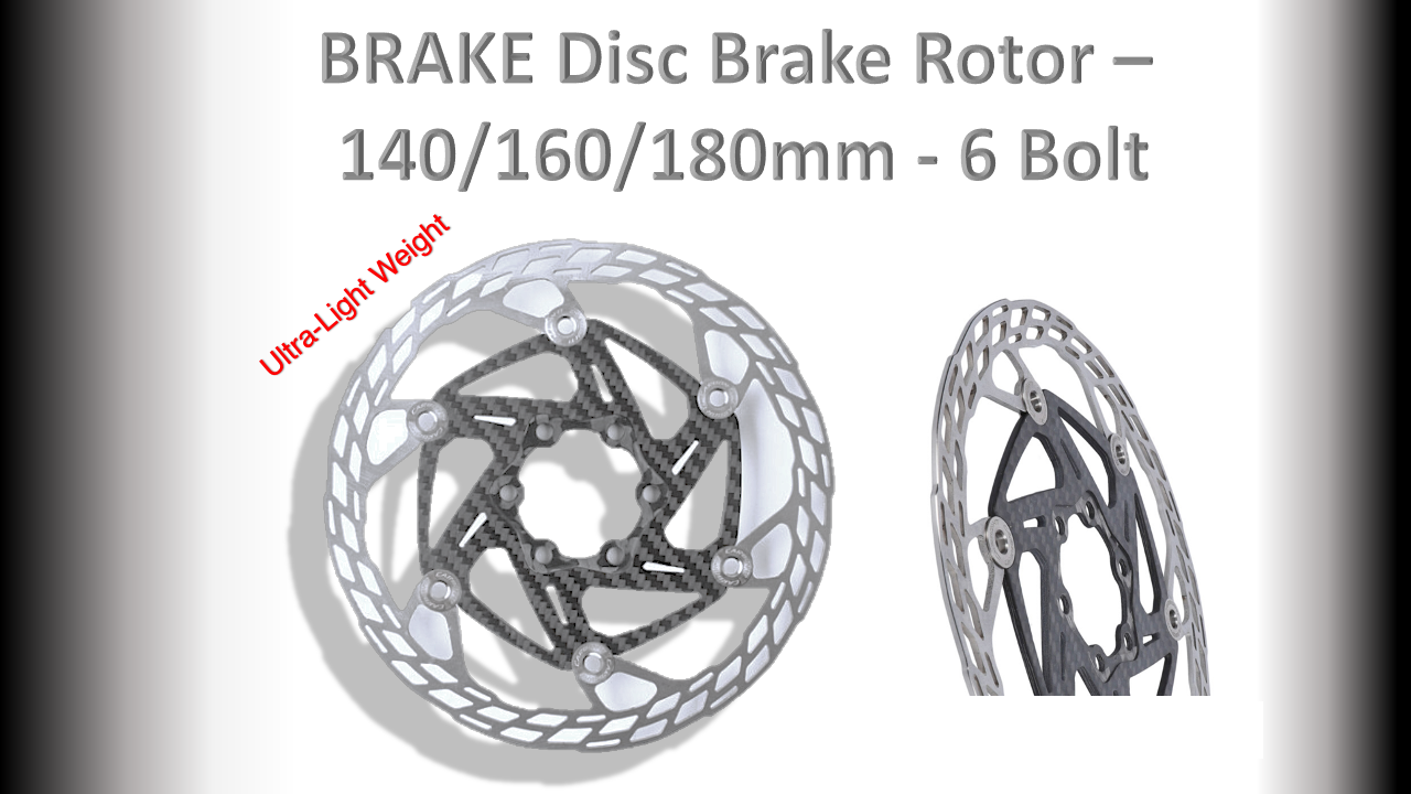 BRAKE Disc Brake Rotor - 180mm - 6 Bolt Carbon Centre