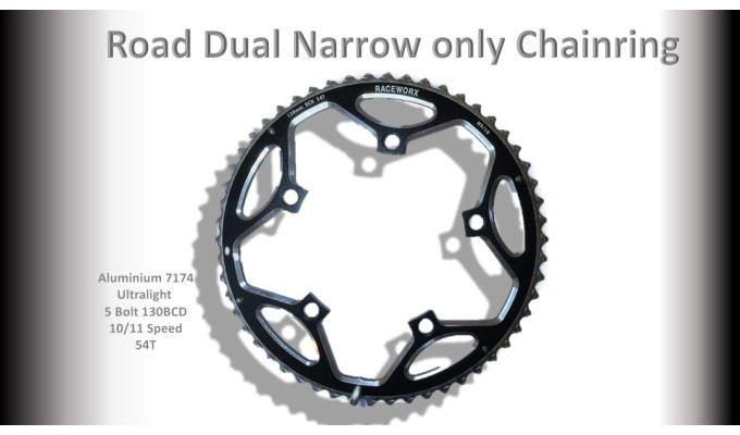 ROAD (54T) 130BCD 5 bolt 10/11/12s Round Black RACEWORX