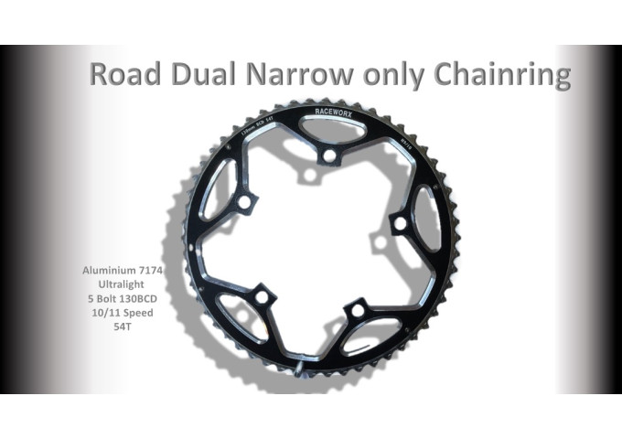ROAD (54T) 130BCD 5 bolt 10/11/12s Round Black RACEWORX