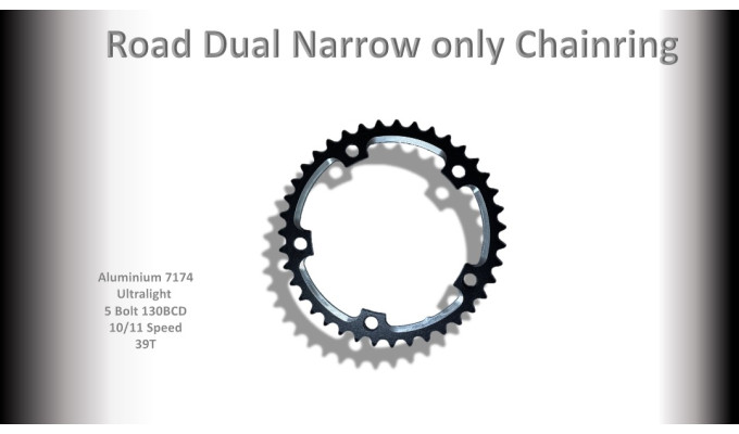 ROAD (39T) 130BCD 5 bolt 10/11s Round Black RACEWORX 