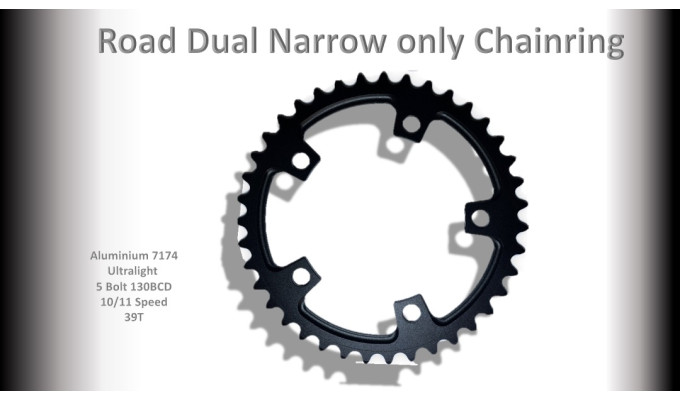 ROAD (39T) 110BCD 5 bolt 10/11s Round Black RACEWORX 