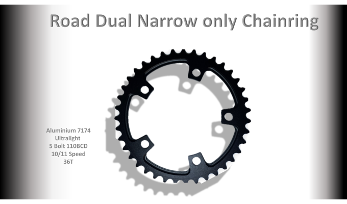 ROAD (36T) 110BCD 5 bolt 10/11s Round Black RACEWORX 