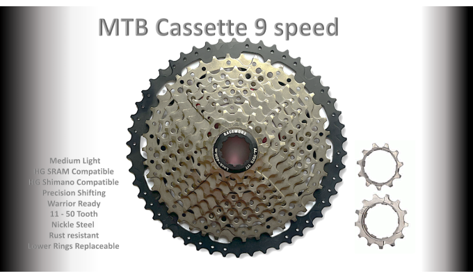 9s 11-50t Cassette Clusters Silver/Black - HG - (For Recreational Use)