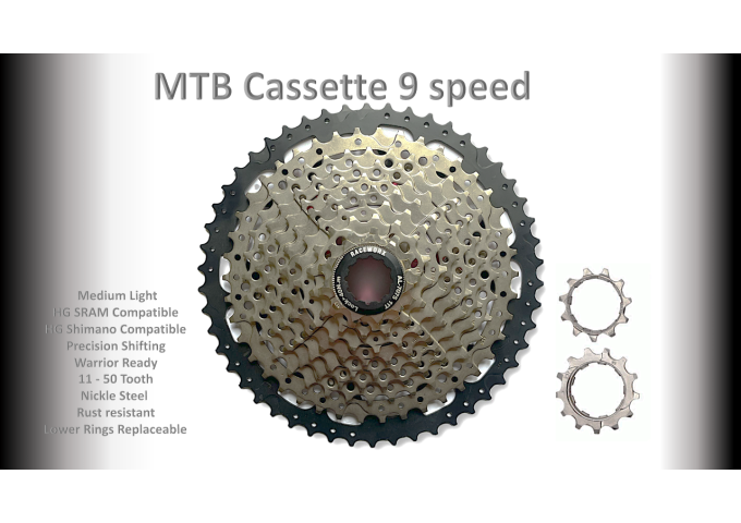 9s 11-50t Cassette Clusters Silver/Black - HG - (For Recreational Use)