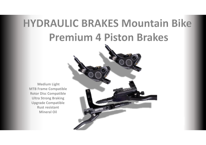 BRAKE HYDRAULIC Mountain Bike Premium 4 Piston Brakes (mineral oil)
