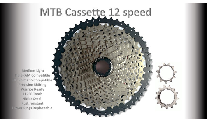 12s 11-50t Cassette Clusters Silver - HG - (For Recreational Use)