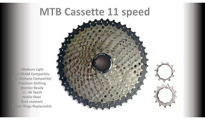 11s 11-46t Cassette Clusters Silver - HG - (For Recreational Use)