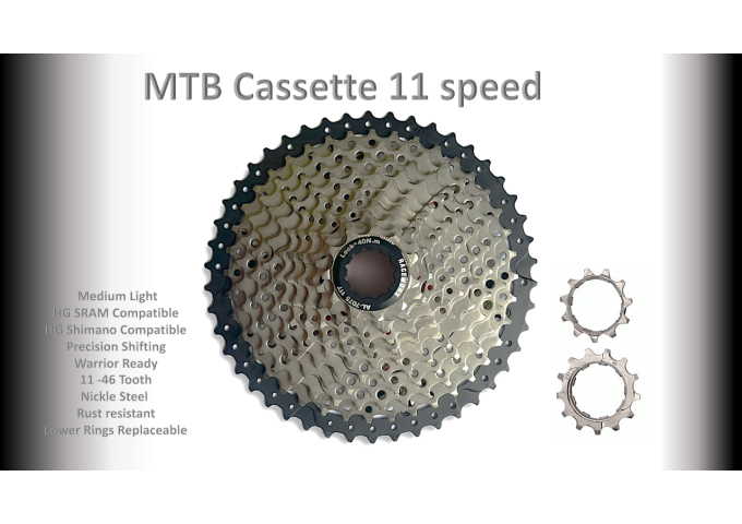 11s 11-46t Cassette Clusters Silver - HG - (For Recreational Use)