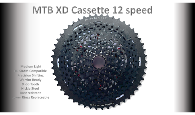12s 9-50t Cassette Clusters Black - XD - (For Recreational Use) Copy