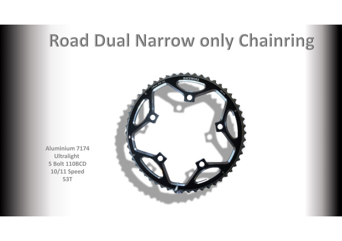 ROAD (52T) 110BCD 5 bolt 10/11s Round Black RACEWORX 